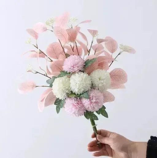 White Fake Flowers Blue Bouquet Hydrangea Artificial Flowers Chrysanthemum Silk Flowers Artificial for Decoration Flower - nimteststore