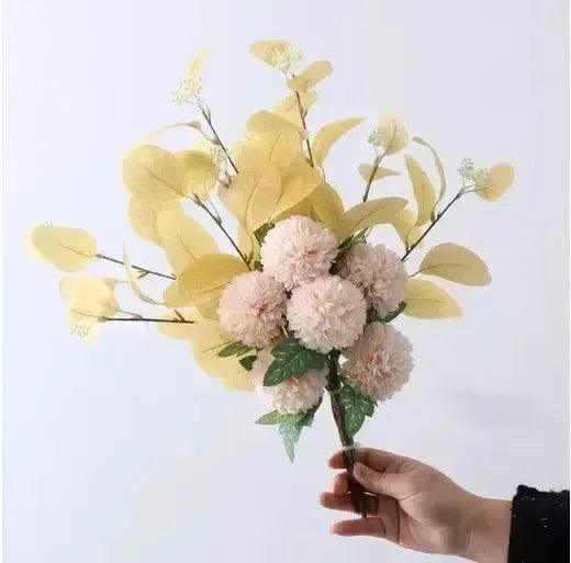 White Fake Flowers Blue Bouquet Hydrangea Artificial Flowers Chrysanthemum Silk Flowers Artificial for Decoration Flower - nimteststore